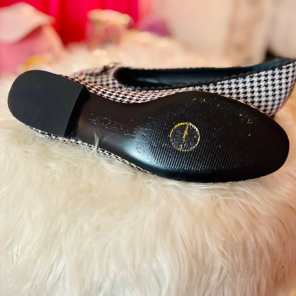 Lauren Ralph Lauren Ballet Pumps Houndstooth Bow Detail Quiet Luxury Women’s 8.5 - Picture 6 of 8